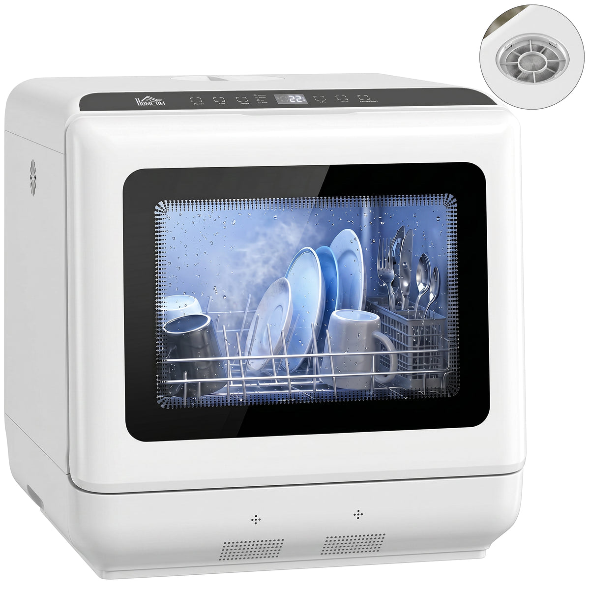 Countertop Dishwasher, Portable Mini Dishwasher with 1.6 Gal Built-in Water Tank, 5 Washing Programs, Air-Dry Function