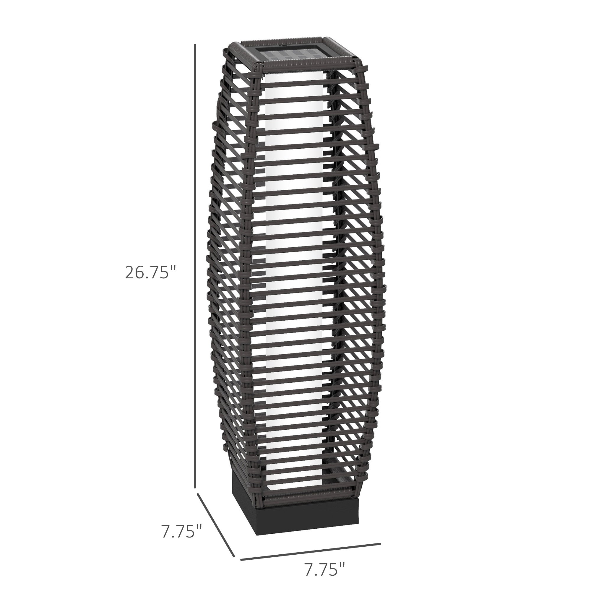 Solar Floor Lamp, Outdoor Rattan Garden Lantern Pathway Light & Decorative Driveway Lighting with Auto LED Lights, Gray