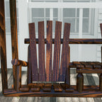 Wooden Porch Swing with Stand, 2-Seat Patio Swing Chair with Center Table, for Garden, Poolside, Backyard