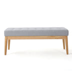 Fabric Ottoman with Cushioned Top, Sturdy Frame, and Space-Saving Design, 43.5" L x 15.75" W x 17" H, Light Gray