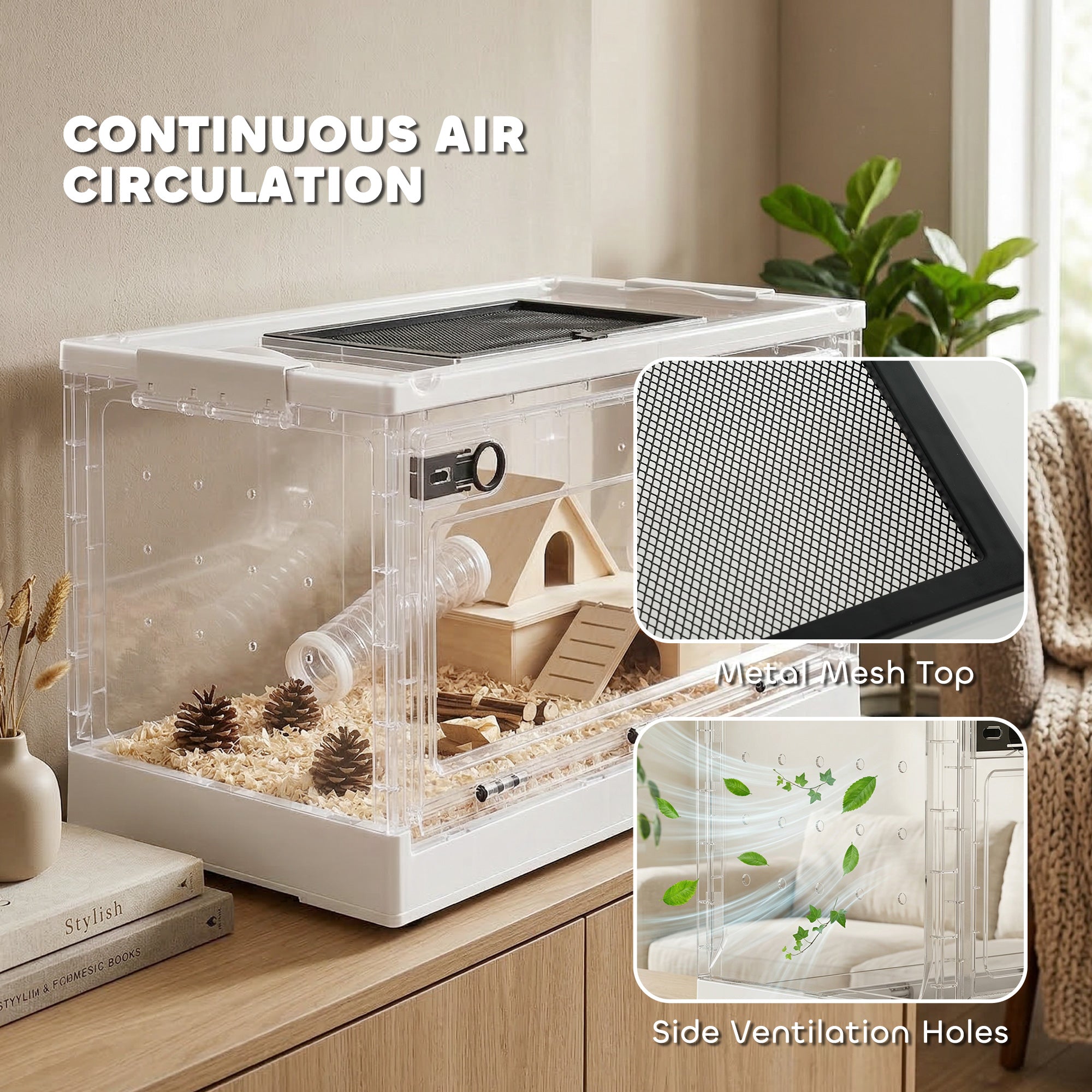 Hamster Cage, Stackable Gebril Cage with Front Door, Ventilated Small Animal Habitat for Dwarf Hamsters, Gerbils, Mice