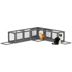 Wooden 98" Cat Tunnel for Outdoor with Combinable Design, 8 Doors, Dark Gray
