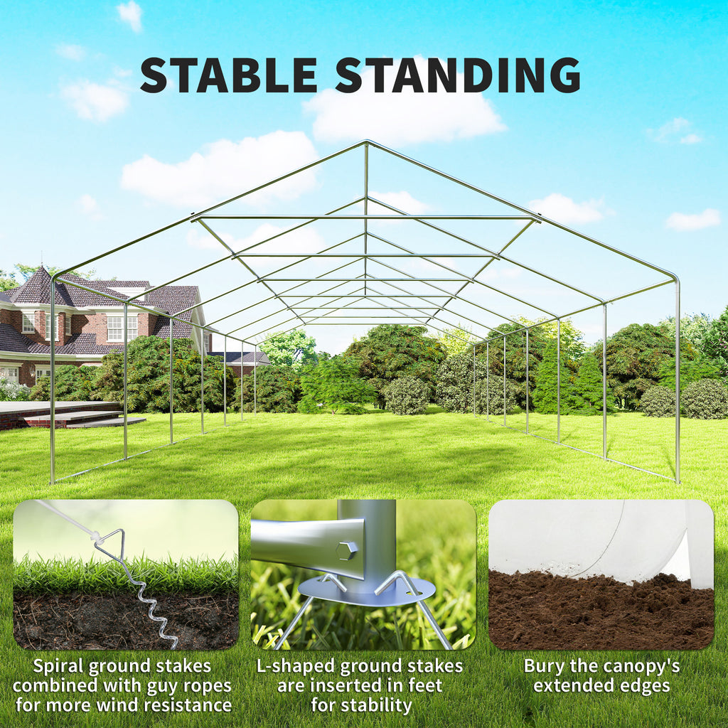 Heavy Duty Party Tent, 19.5' x 39' Large Sun Shade Canopy Tent for Parties, Wedding, Events, BBQ Grill, White