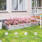 95" x 36" x 12" Galvanized Raised Garden Bed, Easy DIY and Cleaning for Growing Flowers, Herbs, Succulents, Silver