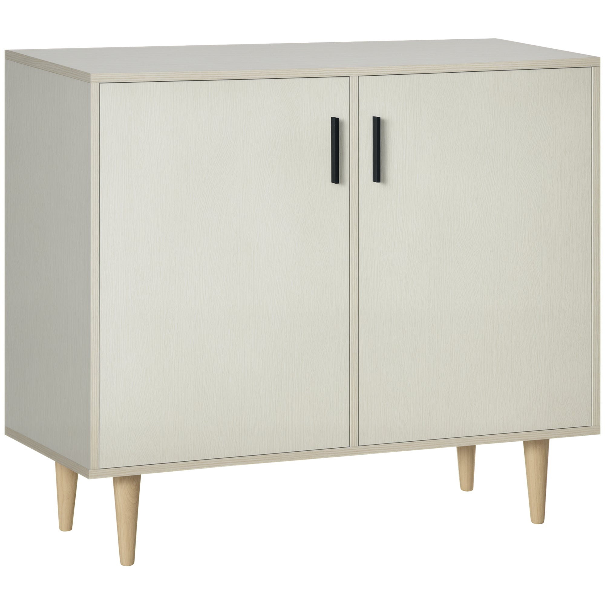 Sideboard Buffet Cabinet with Double Doors, Adjustable Shelves and Wood Legs for Living Room, Natural