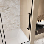 Frameless Sliding Shower Door with Smooth Quiet Stainless Steel Rollers & Round Tracks, Panel for Bathroom, 60" L x 0.5" W x 60" H, Matt Black