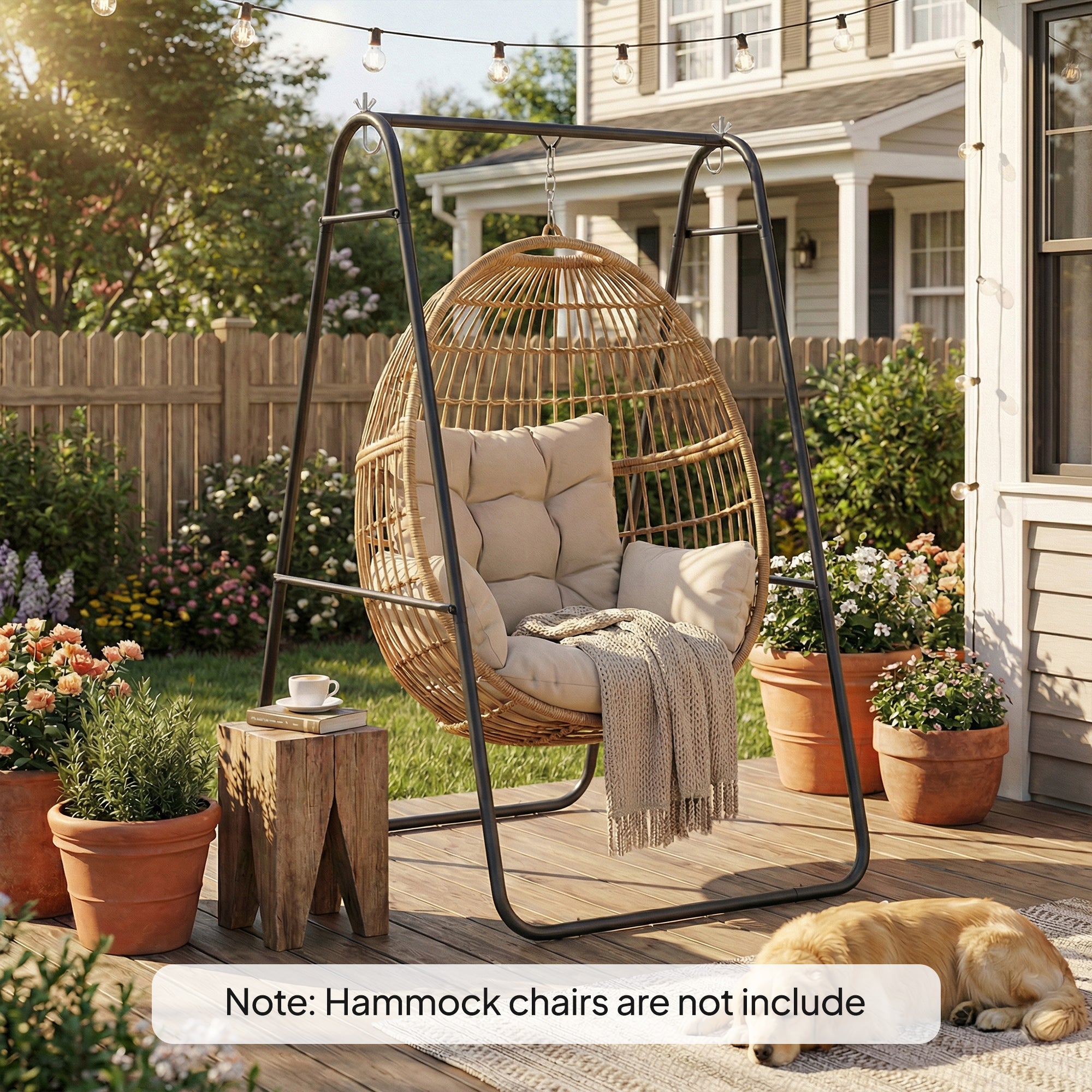 Hammock Chair Stand Only Heavy Duty Solid Steel A-Frame for Hanging Hammock, Egg Chair, Max Load 330 LBS, Black