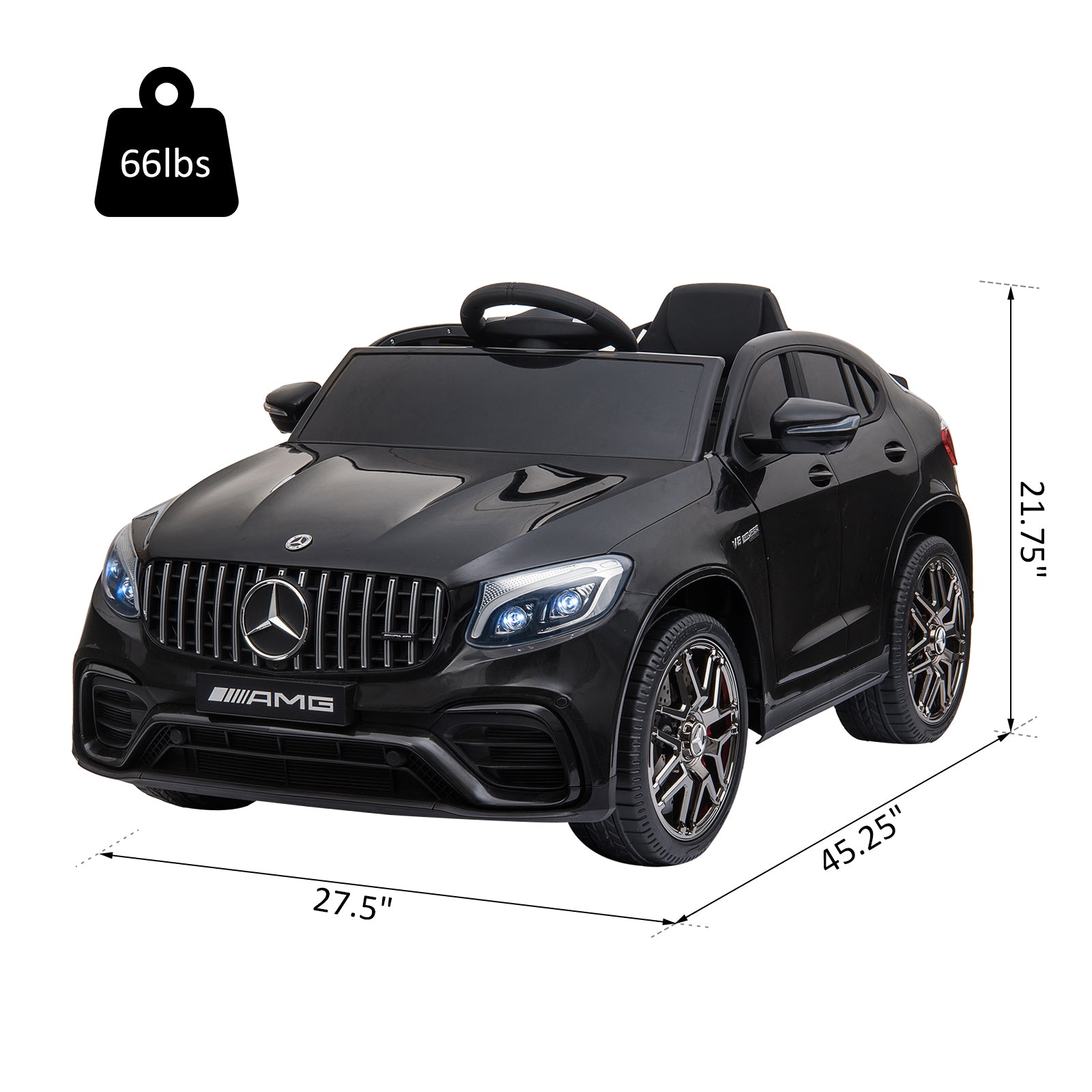Toddler Ride On Car ( AMG GLC63S Coupe) Electric Kids Ride On Car with 2 Speed, MP3 Player, Light, Horn, Songs, Suspension - Fun for Toddlers and Kids - Black