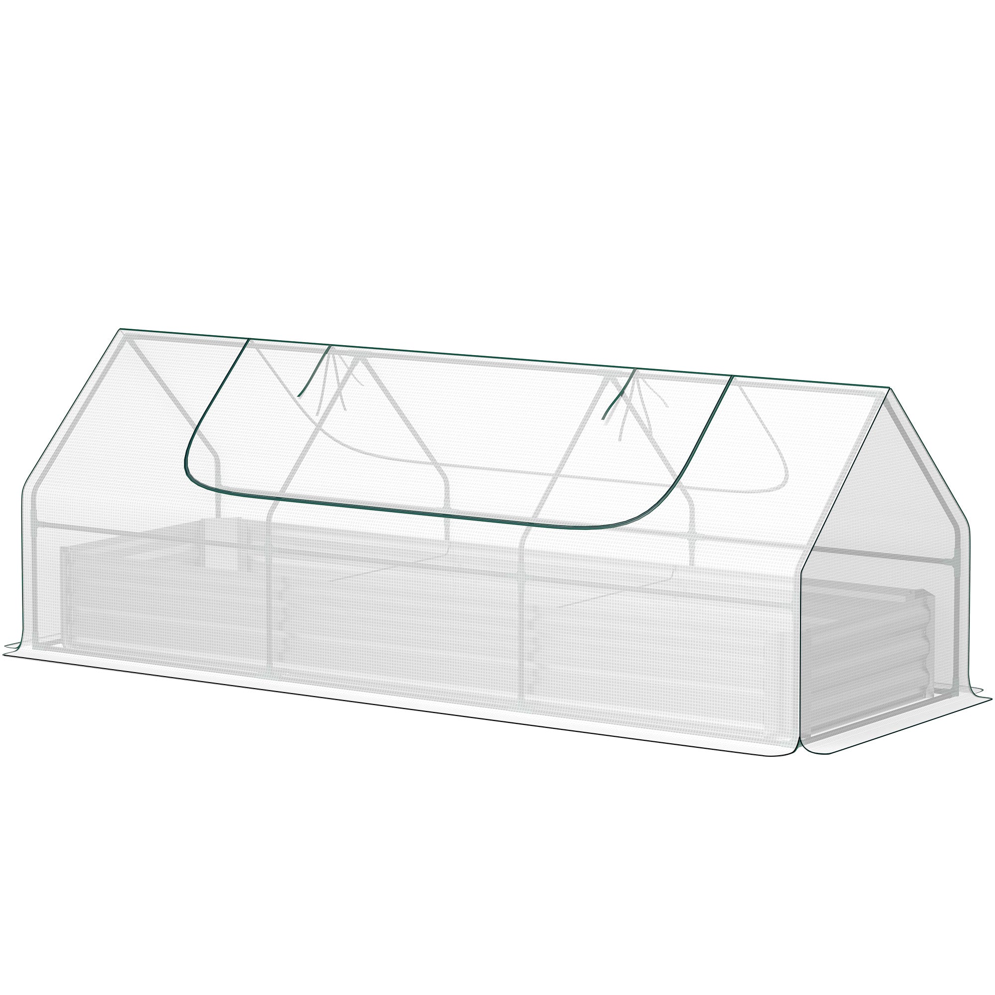 8.6 x 3 x 1ft Metal Planter Box with Mini Greenhouse, Galvanized Raised Garden Bed with Cover for Herbs and Vegetables, Small Greenhouse for Patio Garden Balcony, White and Silver
