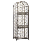 45 Bottle Wrought Iron Wine Rack Jail with Lock - Antique Bronze