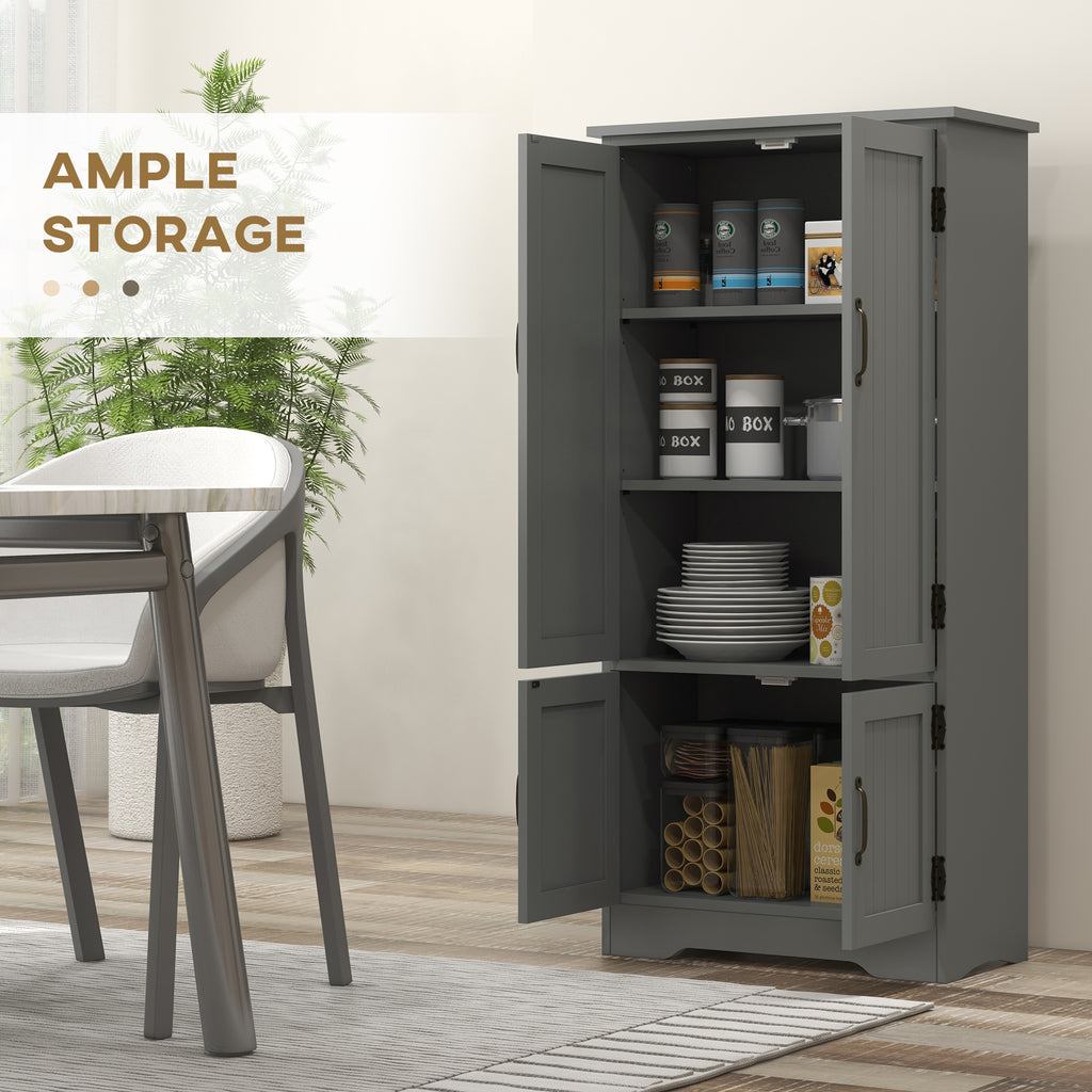 Accent Floor Storage Cabinet Kitchen Pantry with Adjustable Shelves and 2 Lower Doors, Gray