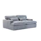 Deep Seat Sofa Double Chaise Lounge Chair with Corduroy Fabric, Compressed Sofa Sectional Loveseat for Apartments, 82.5'' L x 57'' W x 23.5'' H, Grey