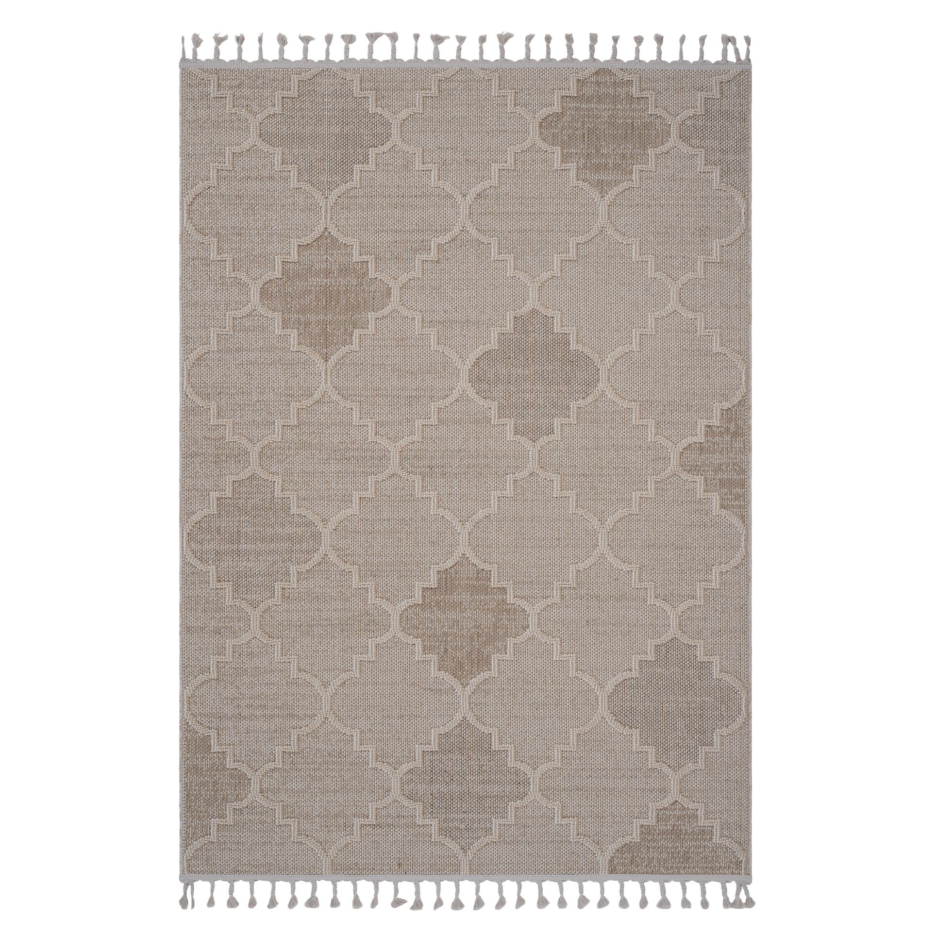 Naar 4x6 Indoor Outdoor Stain-Resistant Area Rug with Medium Pile Height, Kid and Pet-Friendly Carpet, 74" L x 48" W x 0.3" H, Cream