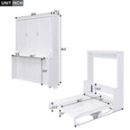 Space-Saving Design Queen Size Murphy Bed with Shelf, Solid Wood and MDF, 86" L x 69.5" W x 87" H, White