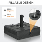Umbrella Stand for 1.5", or 1.9" Umbrella Poles, Fillable Umbrella Base, Black