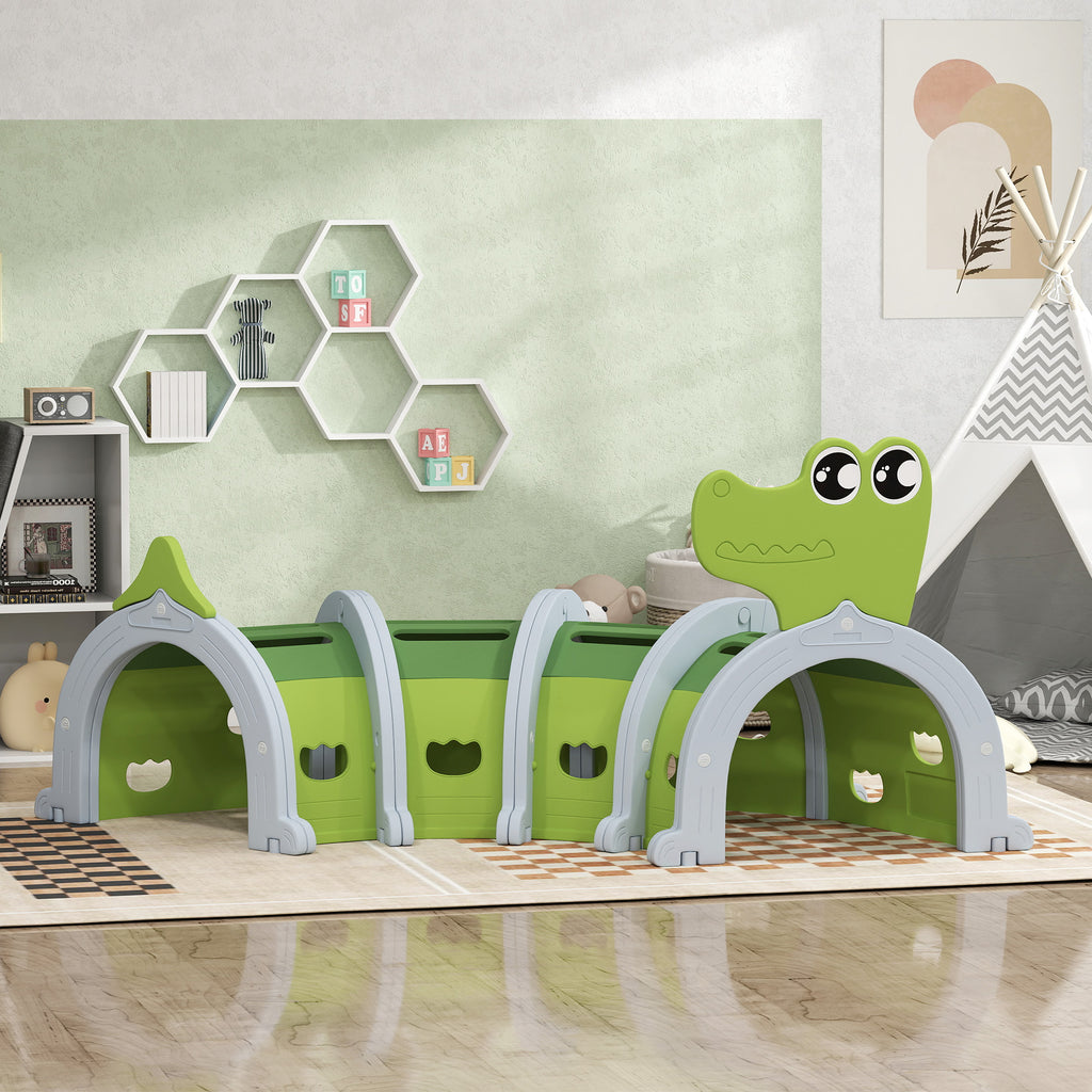Crocodile Design Kids Play Tunnel for Kids to Crawl Through, 76" Long