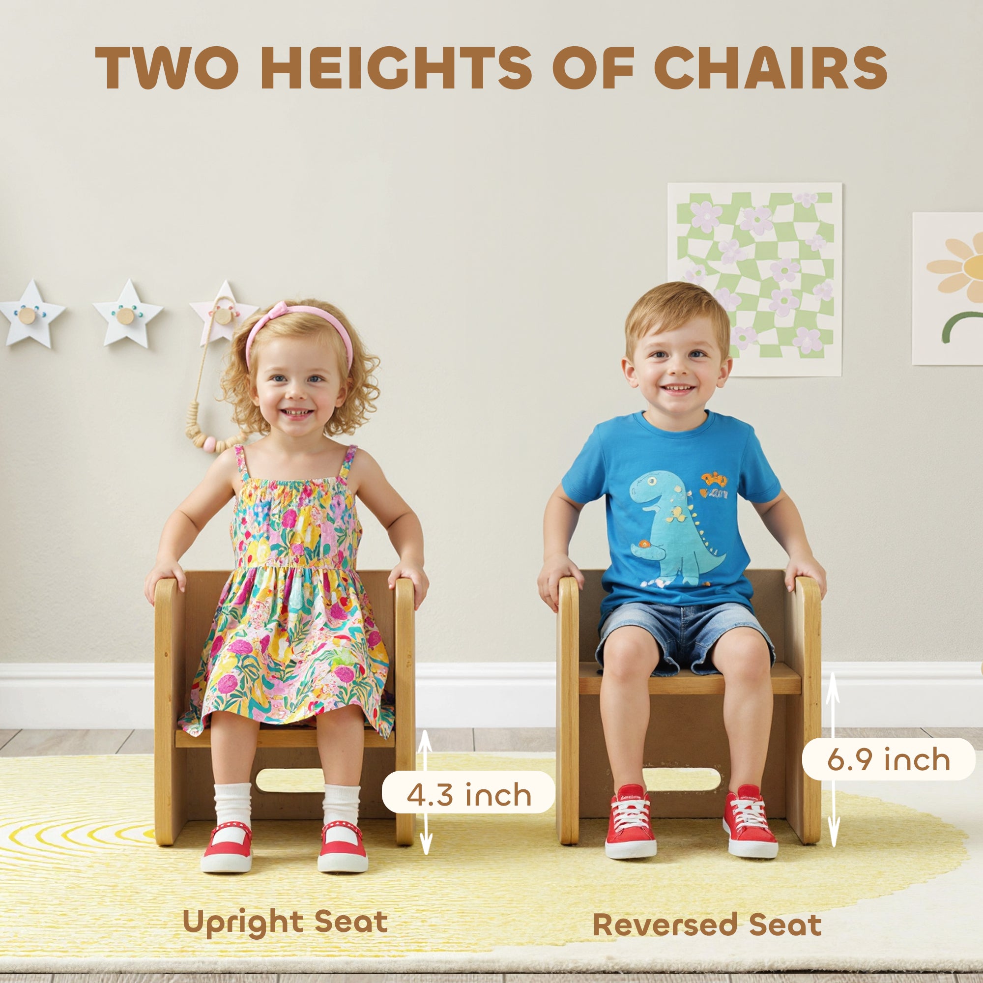 Kids Table and Chair Set, Height Adjustable Toddler Table and Chair Set for Kids Ages 3-8, Play, Learning, Natural