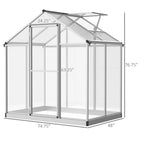 4' L x 6' W Walk-In Polycarbonate Greenhouse with Roof Vent,Greenhouse for Winter