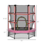 Φ5FT Kids Trampoline with Enclosure Net for Age 3 to 6 Years Pink