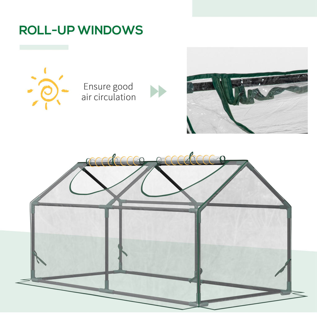 4' x 2' x 2' Portable Mini Greenhouse, Small Green House with PVC Cover, Roll-up Zippered Windows for Indoor, Outdoor Garden, Clear