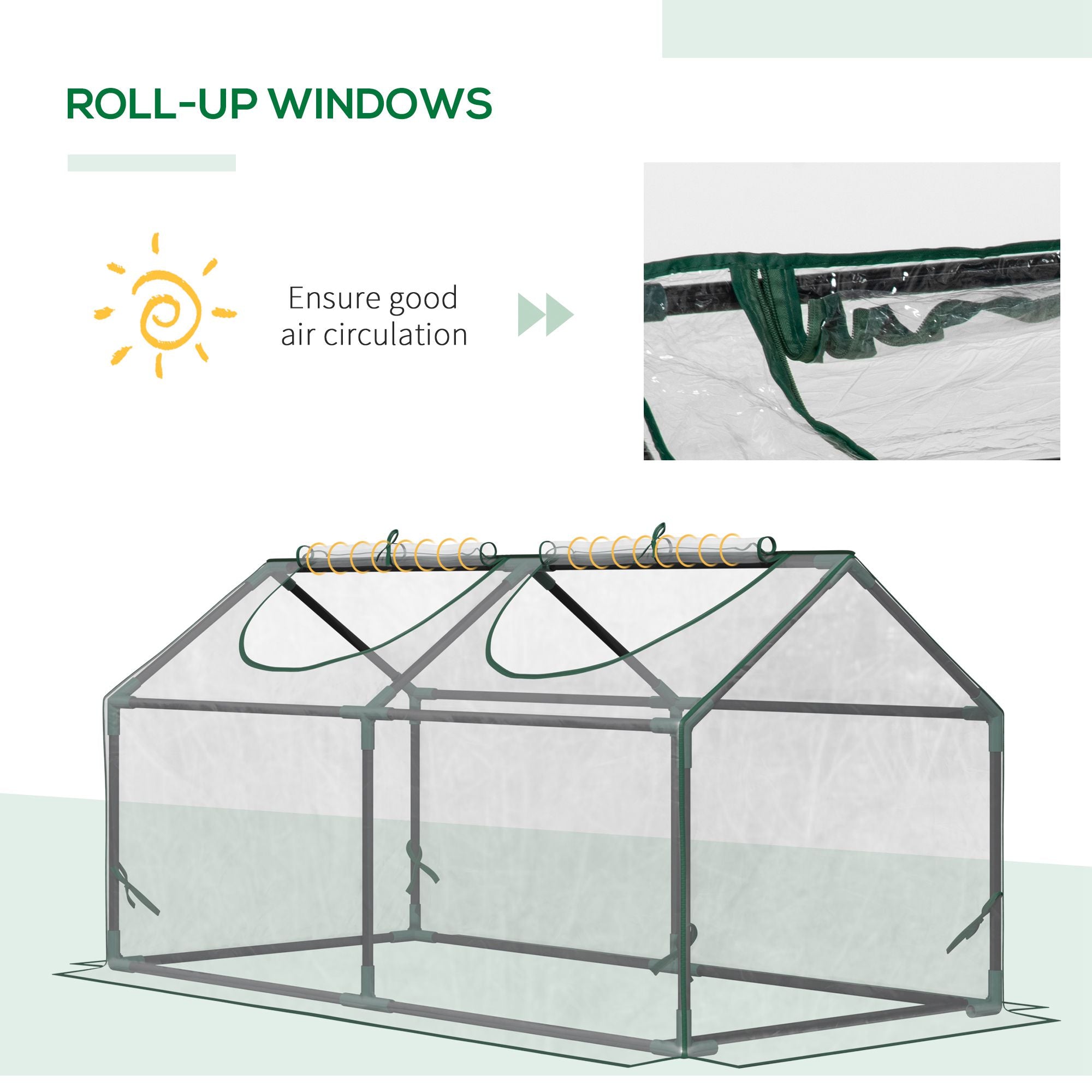 4' x 2' x 2' Portable Mini Greenhouse, Small Green House with PVC Cover, Roll-up Zippered Windows for Indoor, Outdoor Garden, Clear