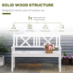 2-Seater Wooden Garden Bench, 4FT Outdoor Patio Loveseat with Unique X-Shape Back for Yard, Lawn, Porch, White