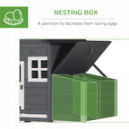 84" Wooden Chicken Coop, Hen House Outdoor with Run Nesting Box, Asphalt Roof, Removable Tray, Ramp, Poultry Cage for 2-3 Chickens, Gray