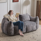Bean Bag Sofa with High-Density Foam and Faux Fur Fabric, Compressed Sofa Oversized Fluffy Loveseat for Adults, 75" L x 42.5" W x 28.5" H, Grey