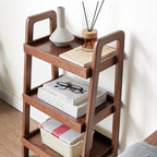 3-Tier Storage Shelf with Ladder-Style Shoe Rack, Waterproof Ladder Shelf with Easy-Clean Finish, 17.5″ L x 12.5″ W x 31.5″ H, Walnut