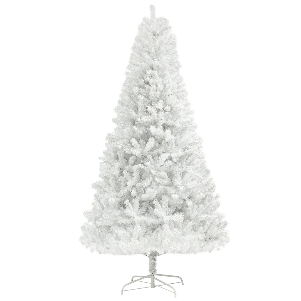 6ft Unlit Artificial White Christmas Tree, Holiday Decor with 1000 Branch Tips, Auto Open and Steel Base
