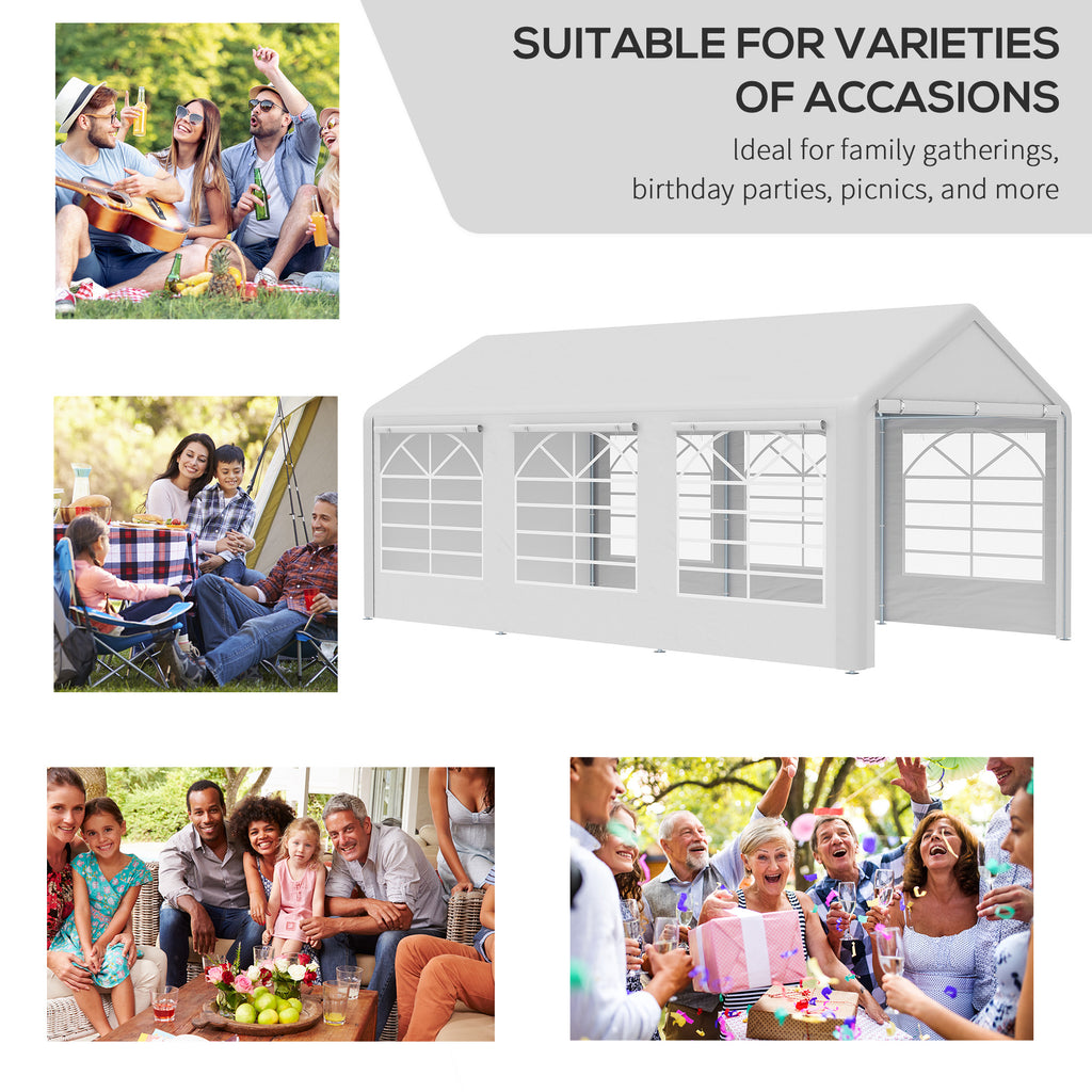 10' x 20' Heavy Duty Party Tent & Carport with Removable Sidewalls and Double Doors, Large Canopy Tent, Sun Shade Shelter, for Parties, Wedding, Outdoor Events, BBQ, White