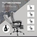 Massage Office Chair with 6 Points and Heat, Reclining Computer Chair with Adjustable Height and Footrest, Gray