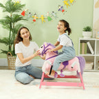 Spring Rocking Horse, Kids Ride on Horse, Plush Horse Ride-on w/ Sounds & Foot Stirrups for Kids 3-8 Years, Pink