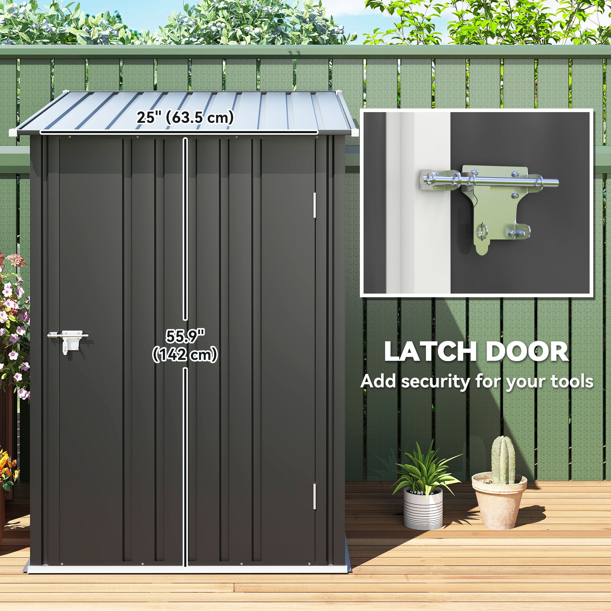 Small Metal Garden Shed, 3.3' x 3.4', Galvanized Steel, Lockable Tool Shed for Patio, Backyard, Lawn, Dark Gray