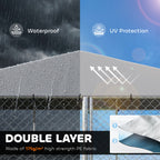 13' x 13' x 6.5' Dog Kennel Outdoor for Small Medium Dogs with Waterproof Roof, Silver