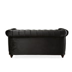 Chesterfield Velvet Loveseat Sofa, 2-Person Rolled Arm Upholstered Couch, with Tufted Buttons, Pine Wood Frame, 59.50" Wx34.00" Dx27.00" H, Black