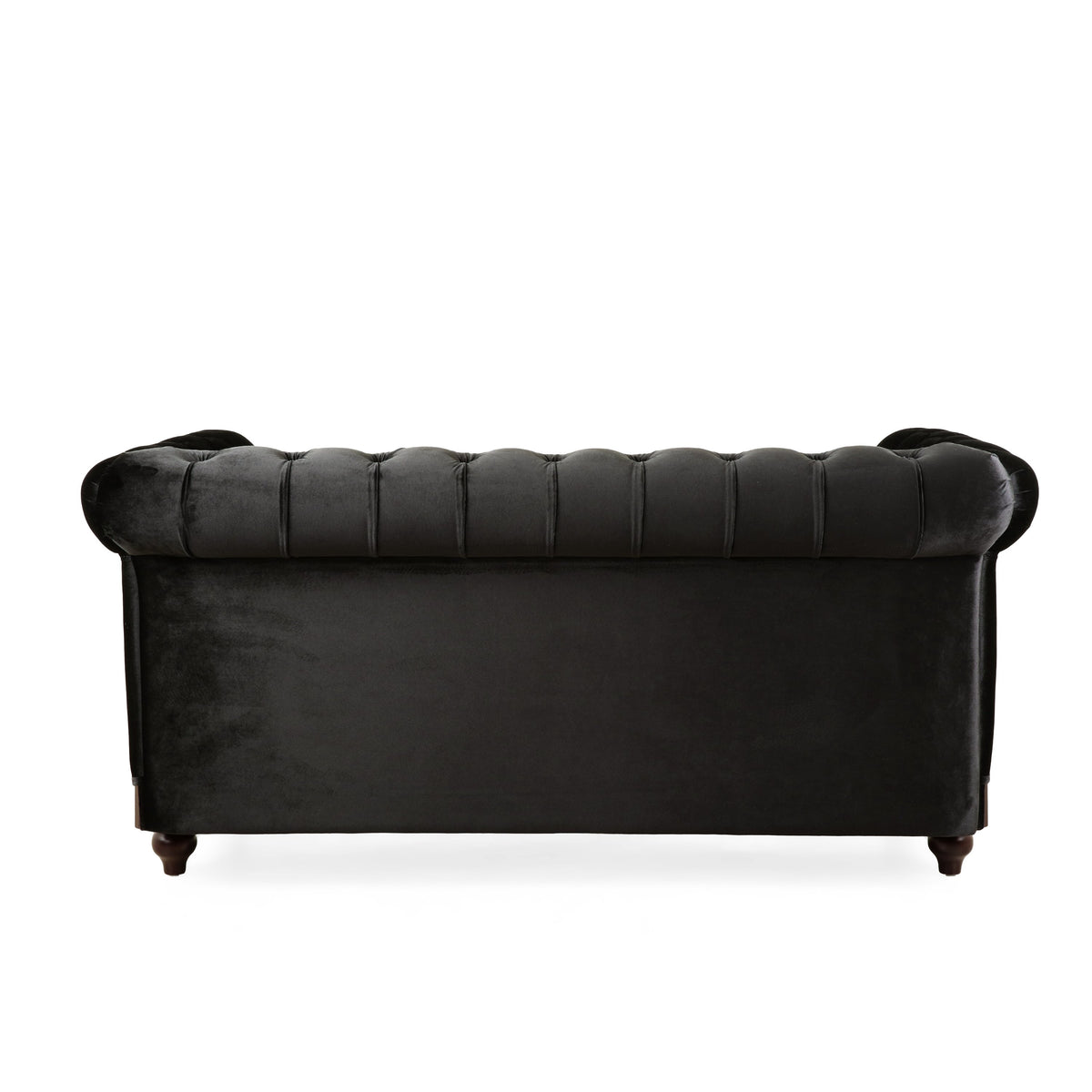 Chesterfield Velvet Loveseat Sofa, 2-Person Rolled Arm Upholstered Couch, with Tufted Buttons, Pine Wood Frame, 59.50" Wx34.00" Dx27.00" H, Black