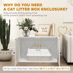 Cat Litter Box Enclosure with Barn Door, Cat Hole, 31.5" x 21" x 20", White