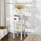 2-Tier Nightstand, Side Table with Drawer and Shelf for Living Room or Bedroom, Set of 2, White