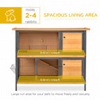48" 2-Story Large Rabbit Hutch Bunny Cage Wooden Pet House Metal Frame with Rooms, Ramp, No Leak Tray, Feeding Trough, Waterproof Asphalt Roof for Rabbits, Chickens, Ducks, Outdoor/Indoor