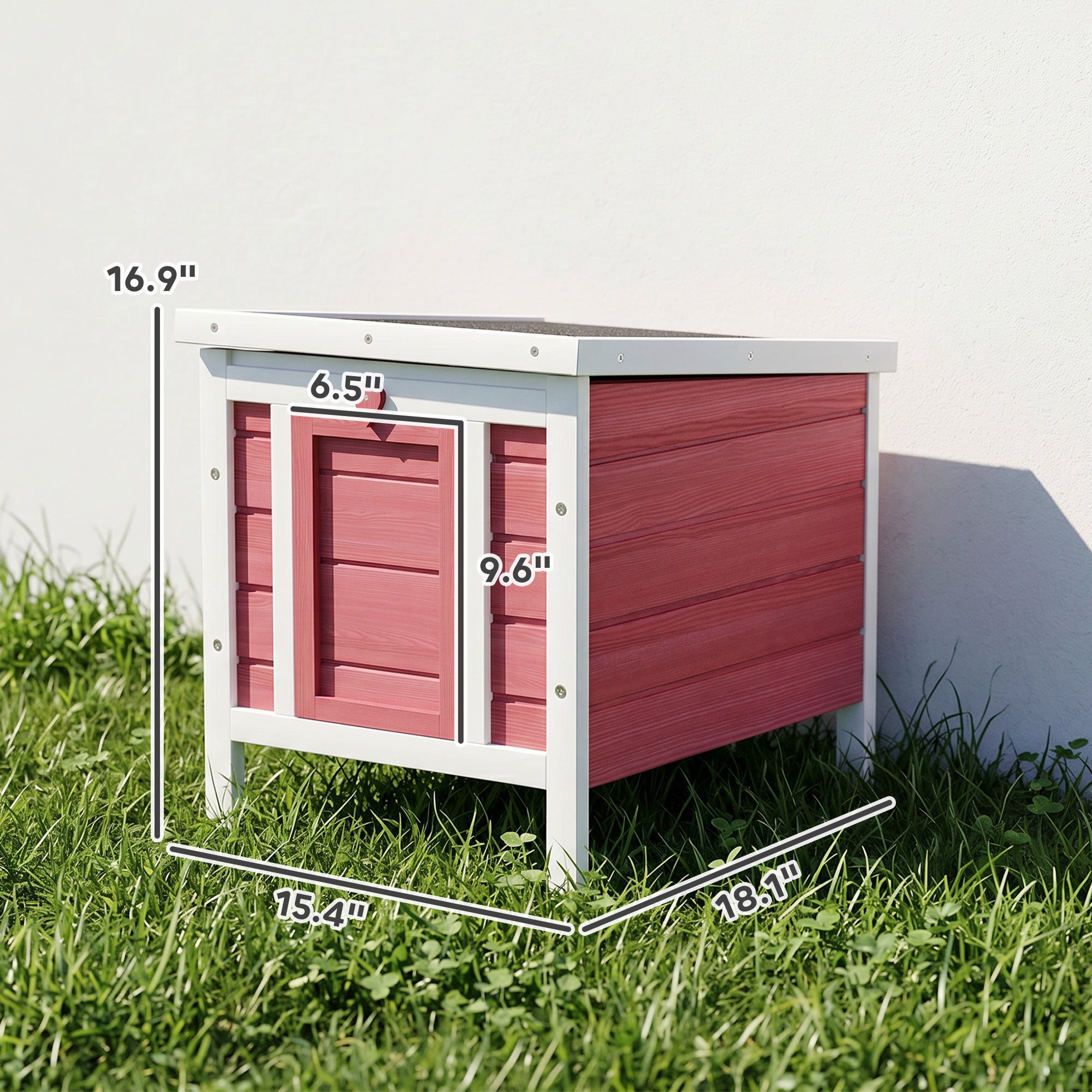 Small Wooden Rabbit Hutch Bunny Cage Guinea Pig Cage Duck House Dog House with Openable & Waterproof Roof, for Rabbits, Chickens, Ducks, Red