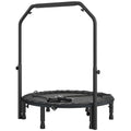 40" Foldable Mini Trampoline, Rebounder Trampoline for Adults with Adjustable Foam Handle, Black