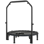 40" Foldable Mini Trampoline, Rebounder Trampoline for Adults with Adjustable Foam Handle, Black