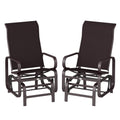 Gliding Lounger Chair Set of 2, Single Rockers with Lightweight Metal & Mesh Construction, Brown