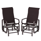 Gliding Lounger Chair Set of 2, Single Rockers with Lightweight Metal & Mesh Construction, Brown