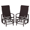 Gliding Lounger Chair Set of 2, Single Rockers with Lightweight Metal & Mesh Construction, Brown