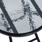 Outdoor Folding Rocking Chair Patio Table Seating Set, 2 Rocking Chairs with Armrests and 1 Side Table with Tempered Glass - Gray