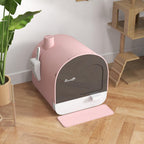 Cat Litter Box with Lid with Scoop and Filter, Pink