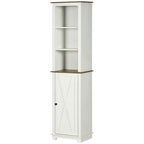 Farmhouse Bathroom Cabinet, Tall Storage Cabinet with Door and Adjustable Shelves, 15.5" x 11.75" x 63", White