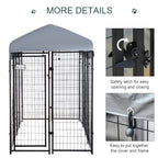 Outdoor Dog Kennel with Roof, 8' x 4' x 6' Heavy Duty Welded Wire Dog Playpen Enclosure with Escape-proof Lock, UV-Resistant & Waterproof Cover, for Large Dogs, Silver